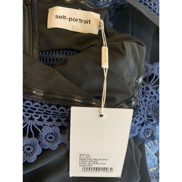 Self-Portrait Angelique Frilled Split Front Sculptured Midi Dress Women's Size 0 - Picture 10 of 10